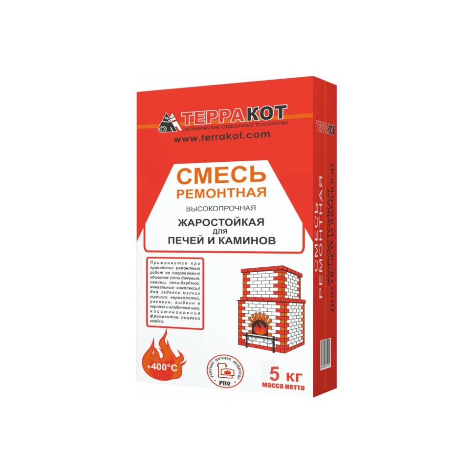 Смесь ремонтная ТЕРРАКОТ жаростойкая 5 кг (до +400&#176;С)