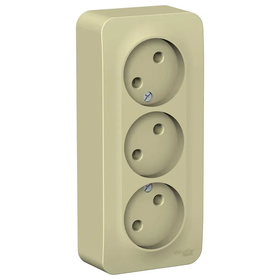 Розетка 3-м ОП Blanca 16А IP20 250В без заземления без защ. шторок с изолир. пластиной бежевый SE BLNRA000317