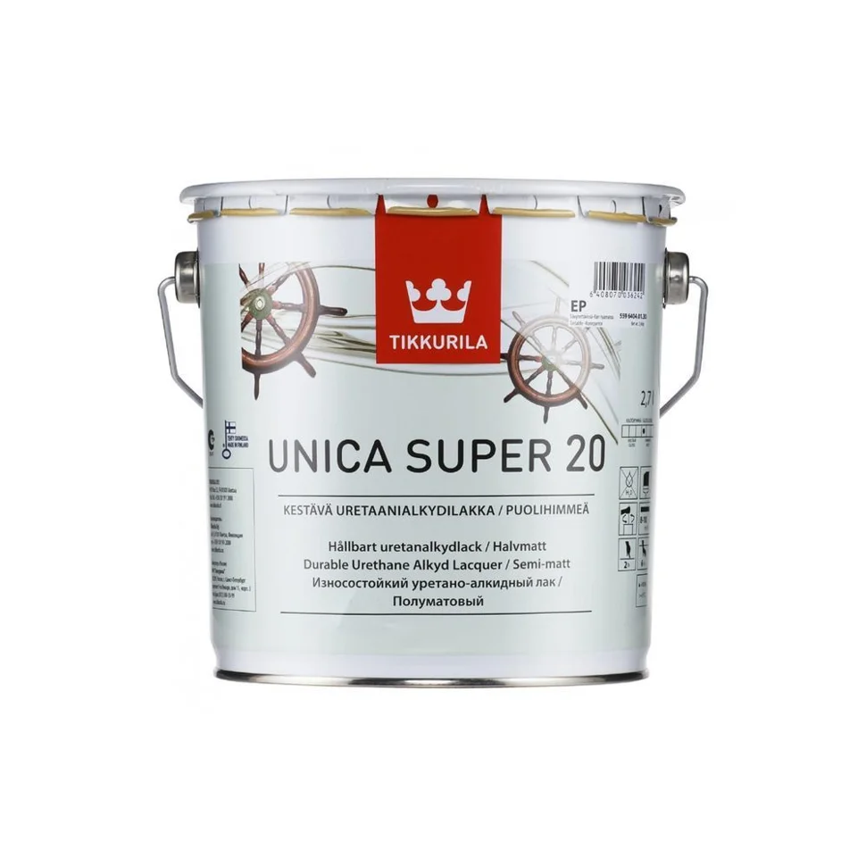 Лак паркетный полуматовый TIKKURILA Unica Super 20 EP универсальный 2,7л