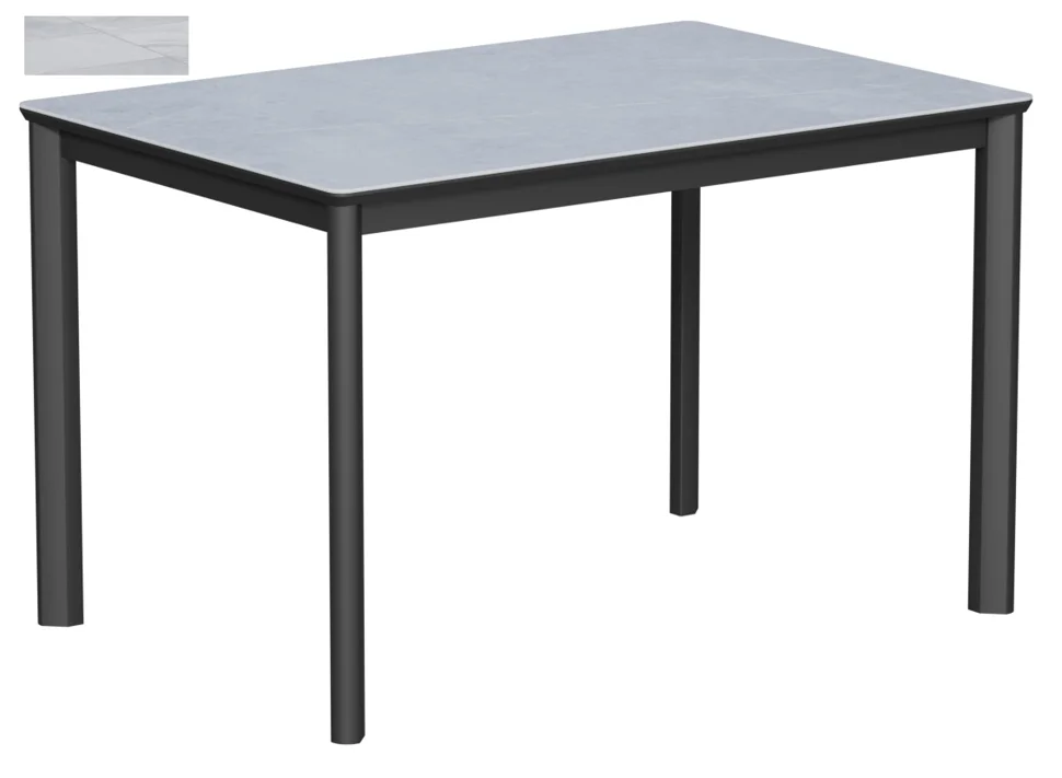 Стол Римини-1L 110х70 (+45) (царга Чёрный/лам.Феррагамо Грей) + нога №9 (черный)