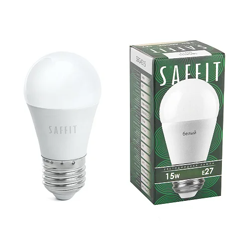 Лампа светодиодная 15W E27 230V 4000K 1300Лм (белый) Шар (G45) SAFFIT, SBG4515
