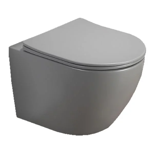 Унитаз подвесной AZARIO Grado безободковый AZ-0046 SP MH 490*370*370 цвет светло-серый с сидением микролифт (прямое сиденье)