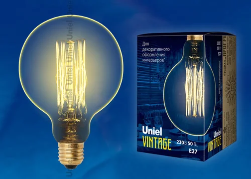 Лампа накаливания 60W E27 220V Шар прозрачный(G125) Винтаж IL-V-G125-60/GOLDEN VW01