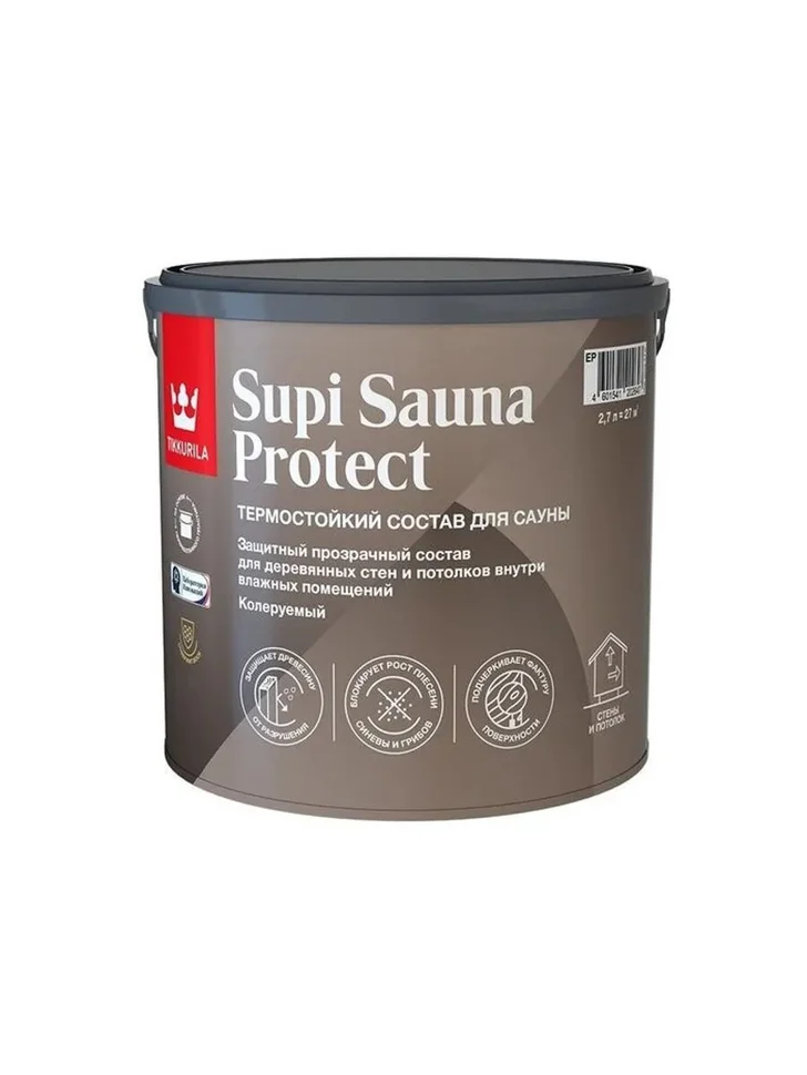Состав защитный для сауны полуматовый Tikkurila SUPI SAUNA PROTECT EP 2,7л