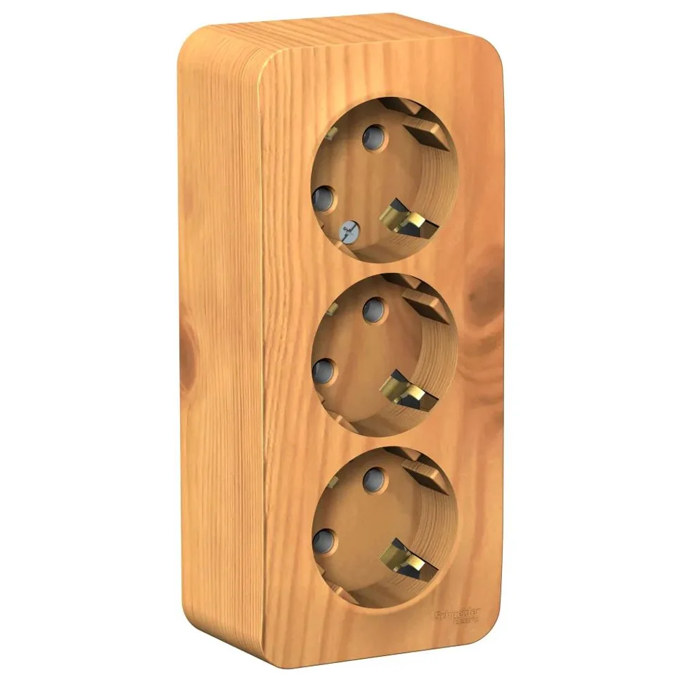 Розетка 3-м ОП Blanca 16А IP20 250В с заземлением без защ. шторок с изолир. пластиной ясень SE BLNRA010315