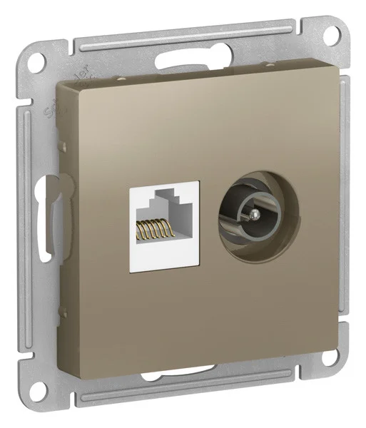Механизм розетки компьютерной + TV 2-м AtlasDesign RJ45 кат.5E + TV шампань Schneider Electric ATN000589