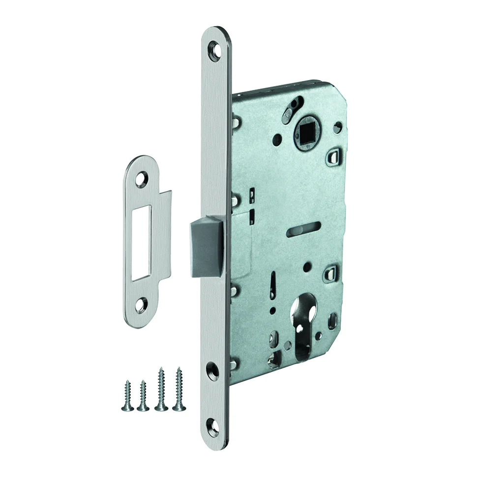 Замок дверной под цилиндр с пластиковым язычком AJAX PLASTLP85-50 SN матовый никель