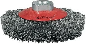 Щетка коническая для УШМ 100мм, М14, витая стальная проволока 0,3мм, ЗУБР "ЭКСПЕРТ, ПРОФИ"