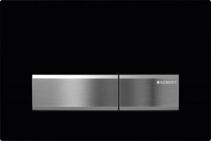 Клавиша смывная GEBERIT Sigma 50 NEW, двойной смыв, рамка-черная /кнопки- нержавеющая сталь