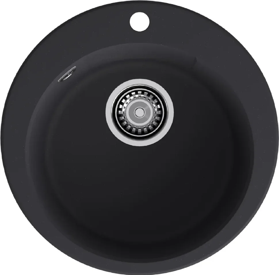Мойка композитная GRANFEST URBAN GF-UR-649 1-чаша D-490мм + коландер, цвет черный
