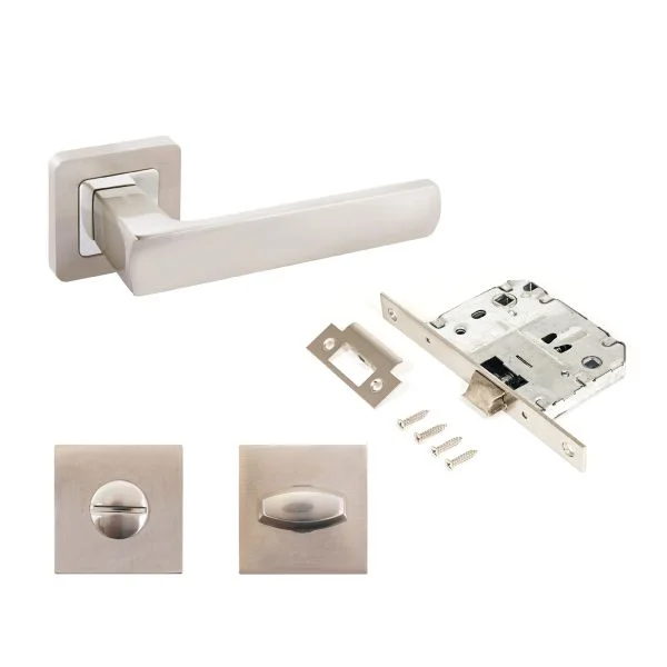 Комплект ручка и защ с фикс АЛЛЮР АРТ "КОЛОМБО" SN+L7050S SN+BK-S1 SN/CP(2380/S7050) мат.никель