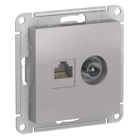 Механизм розетки компьютерной + TV 2-м AtlasDesign RJ45 кат.5E + TV алюм. SE ATN000389