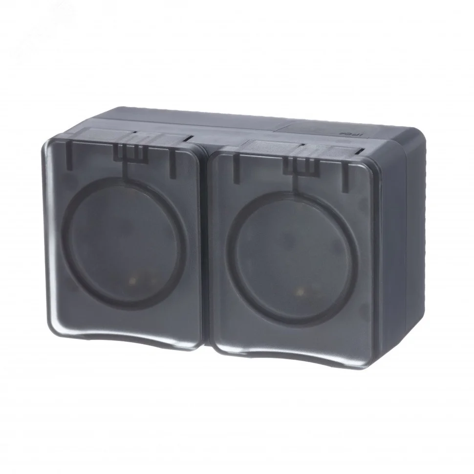 Розетка 2-м ОП AtlasDesign PROFI54 16А IP54 с заземлением защ. шторки антрацит SE ATN544026