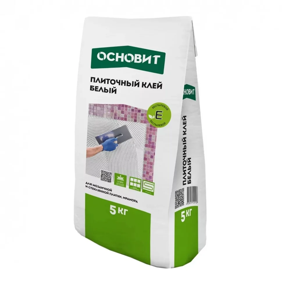 Клей плиточный ОСНОВИТ АС17 W Максипликс БЕЛЫЙ для мозайки и мрамора 5 кг