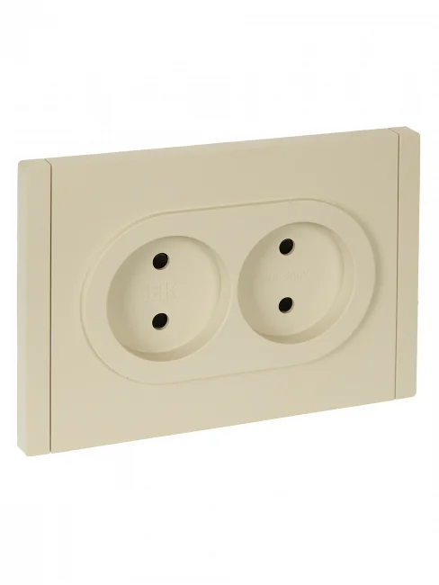Розетка 2-м СП FORTE&PIANO FP425 10А без заземл. защ. шторки безвинт. крепл. ваниль IEK FP-R23-10-1-K10