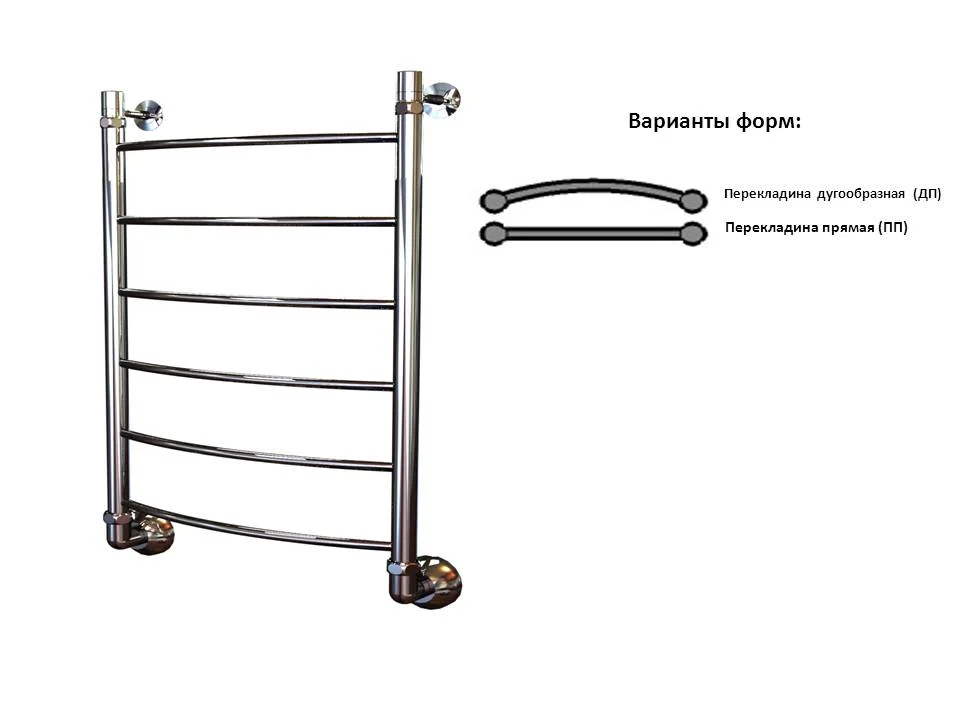 Полотенцесушитель Классика К-1 500х500 1", 5 перекладин, ПП (боковое универсальное подключение) (400)