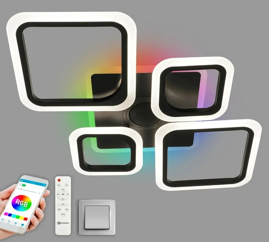 Светильник управляемый светодиодный OVAL RGBmusic 85W 5S-APP-725x460x80-BLACK/WHITE-220-IP20