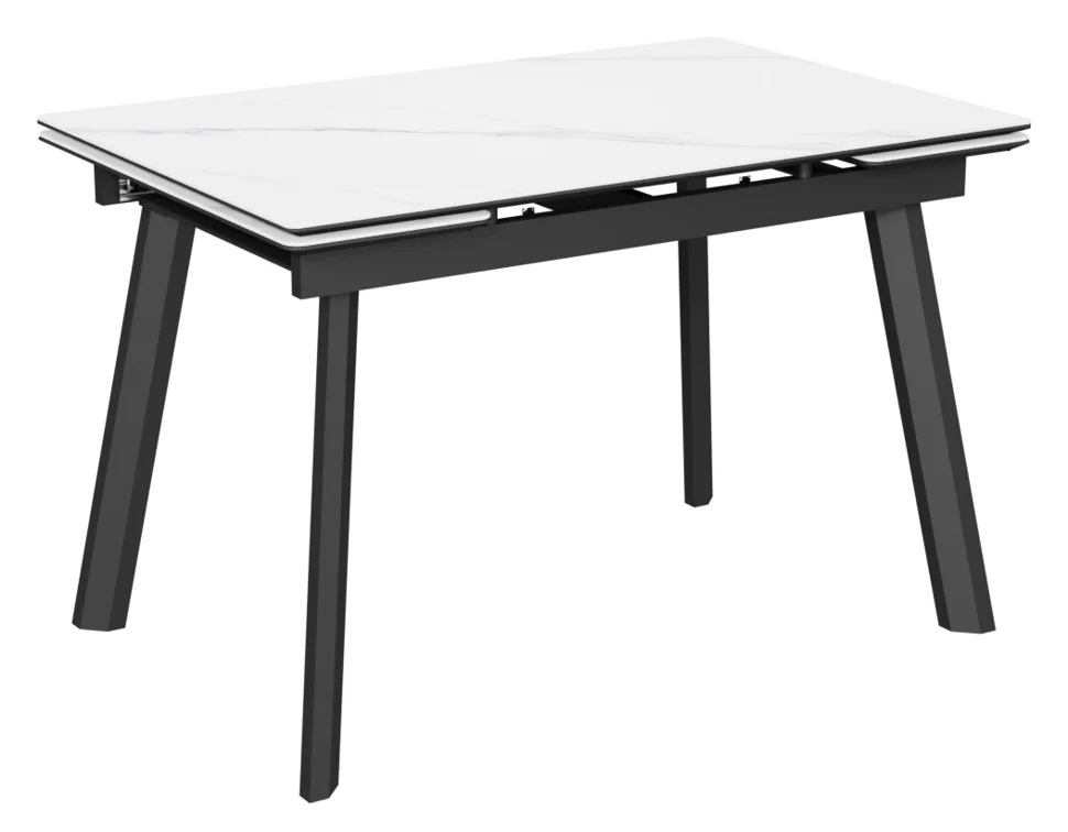 Стол Татами-3С, размер 140х85 (+30+30), (цвет Чёрный/МДФ/Чёрный /White marble) + нога №5 чёрный