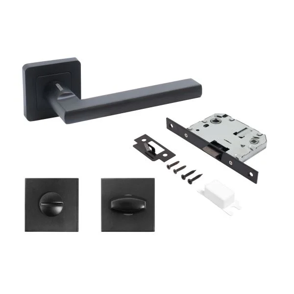 Комплект ручка и защ с фикс АЛЛЮР АРТ "ВЕНСАН" BL+L7050S BL+BK-S1 BL (26150/S7050) матовый черный