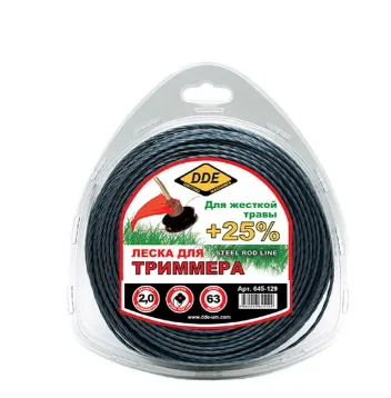 Леска в блистере 2,0мм 60м, крест витой армированный, голубой/красный,"Steel rod line", DDE