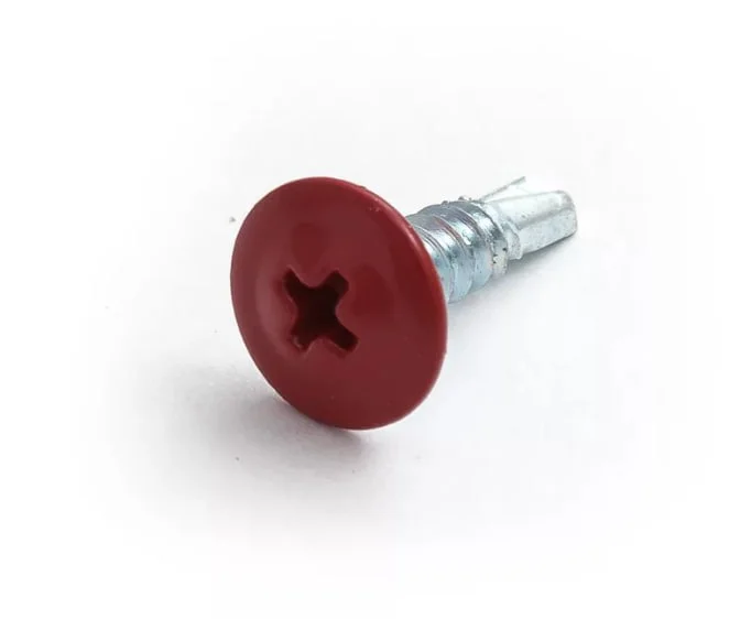 Саморезы с прессшайбой сверло 4,2x19 RAL 3005 (уп 20шт) подвес, Biskrep