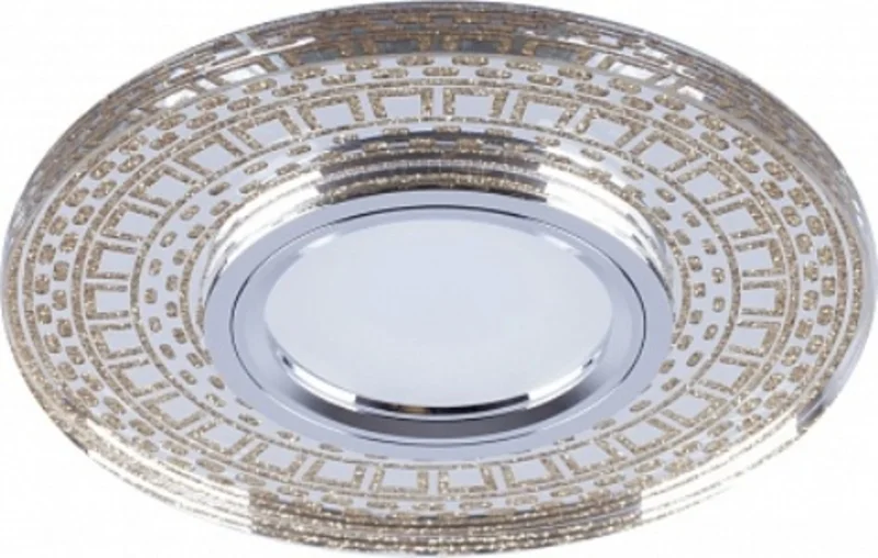 Светильник точечный Feron CD981 со светодиодной подсветкой 15LED*2835 SMD 4000K, MR16 12V 50W G5.3, прозрачный, золото