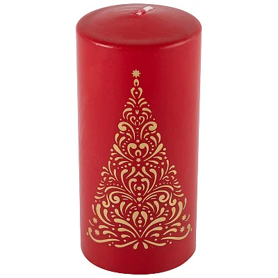 Свеча Deco Christmas Ель 56*120 (золото на бордовом)
