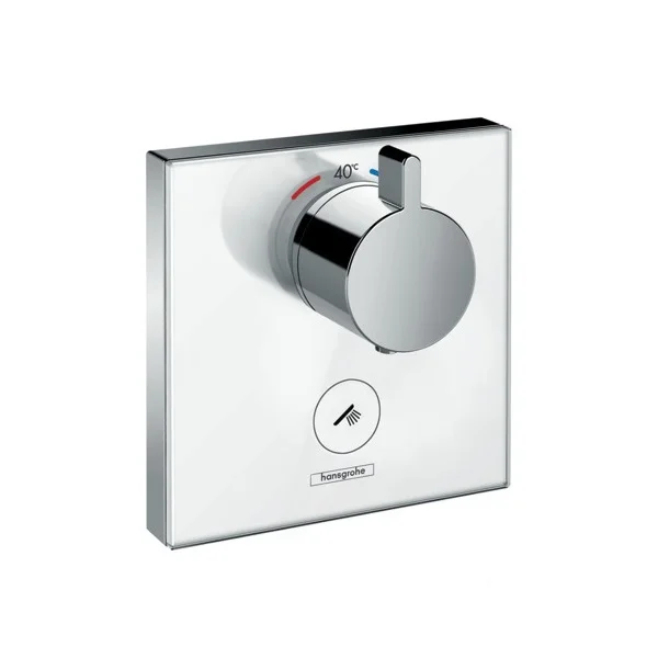 Часть наружная термостата HANSGROHE Select Highflow с запорным вентилем, хром/белый
