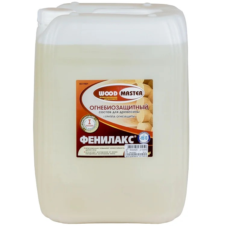 Огнебиозащита Wood Master Фенилакс 25 кг 1-2 гр. огнезащиты (золотисто-коричневый цвет) всесезонная (до -15&#176;С)
