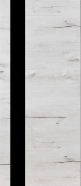 Дверь ТЕРРИ №45 Дуб Арктик, частичное ЧЕРНОЕ стекло 70, еврошпон (кромка ЧЕРНАЯ)