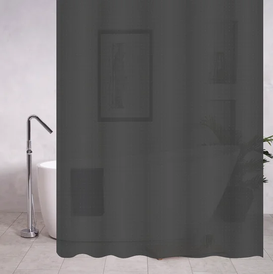 Штора для ванной САНАКС PEVA, 180*180см, ГРАФИТ матовая, рельефная, с кольцами, арт.06-12