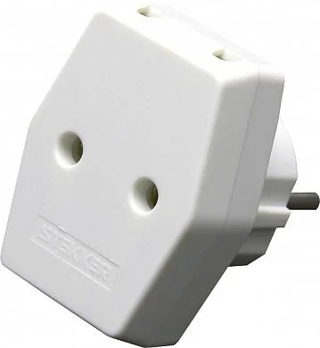 Тройник 3 гнезда, без заземления, плоский, 250V,10A, IP20, белый (ADP10-16-20) Feron