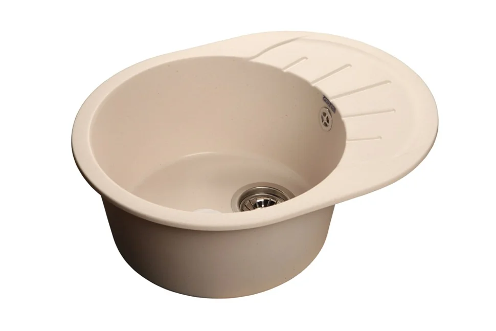 Мойка композитная GRANFEST Rondo 580х450 Белый круглая с мини-крылом