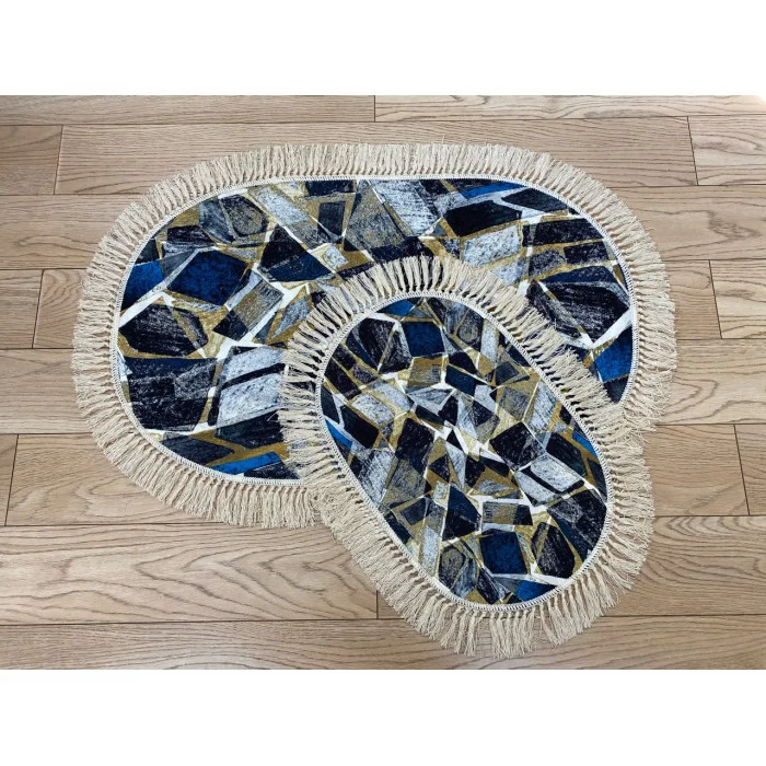 Набор ковриков для ванной ZALEL decorative 2 цифровая печать с бахромой 6607 (60*100, 40*60) овальные (2 шт)