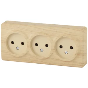 Розетка 3-местная ОП Эра Эксперт 3P+E Schuko, сосна (16АХ-250В), арт.11-2207-11