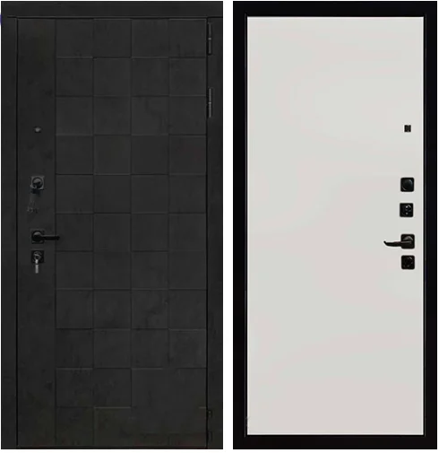 Дверь мет. REGIDOORS Квадро 957х2040х80 "Л" Бетон графит темный, Меламин белый 6 мм