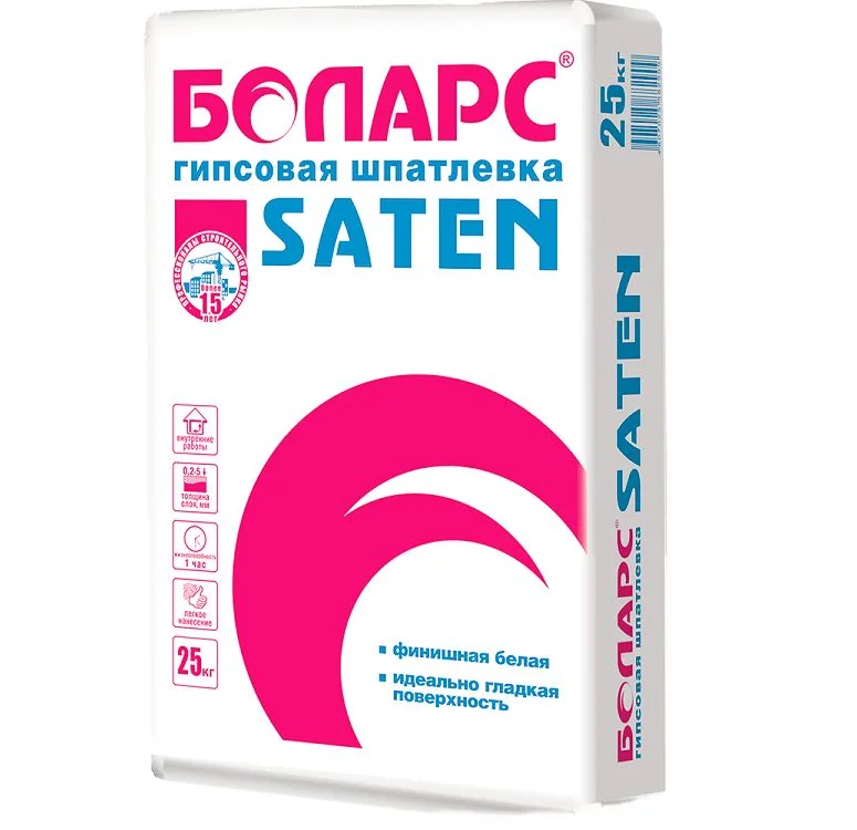 Шпаклевка гипсовая БОЛАРС SATEN финишная 25 кг