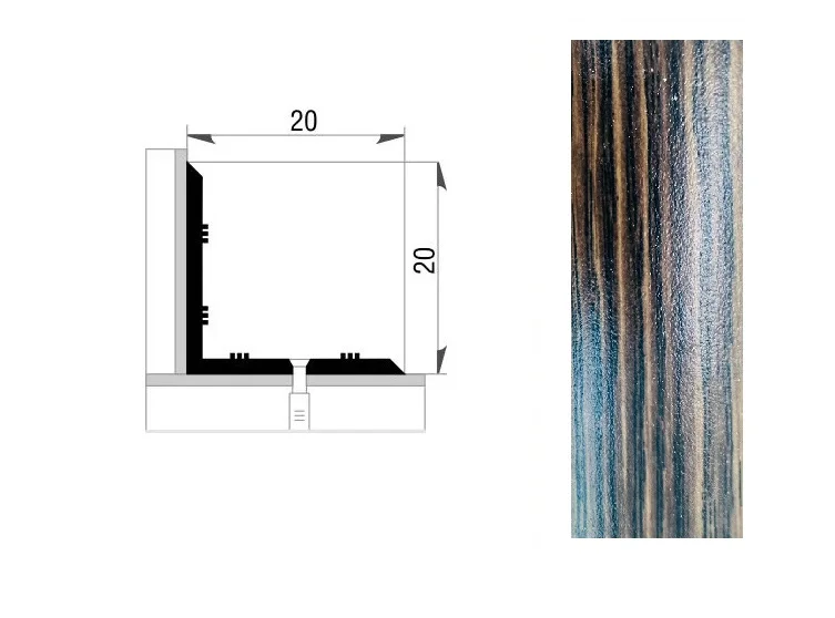 Порог АПУ 009 алюминиевый 2700*20*20 мм угловой внутренний (25 дуб мокко)