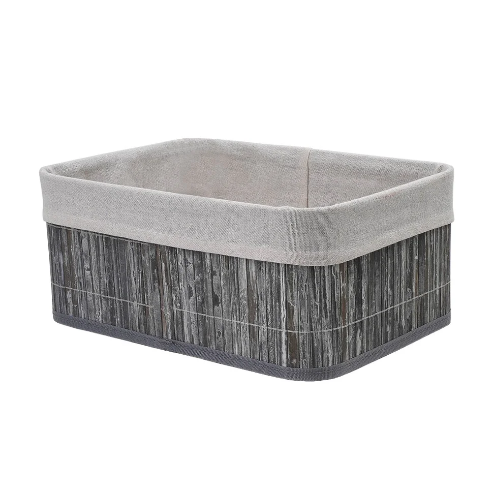 Корзина стеллажная "Бамбук", Д330 Ш230 В140, пепельный, белый