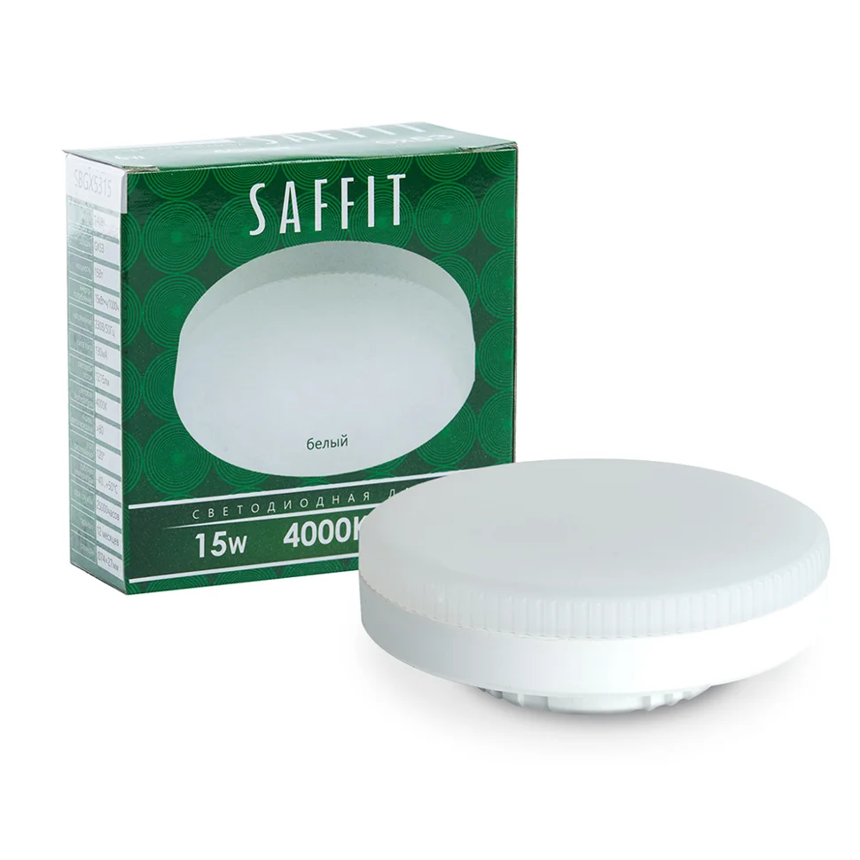 Лампа светодиодная 15W 230V GX53 4000K (белый) SAFFIT, SBGX5315