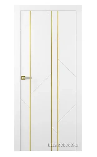 Дверь BELWOODDOORS "Флекс 1" глухая 70 (21-8) smart core эмаль белый с молдингом золото