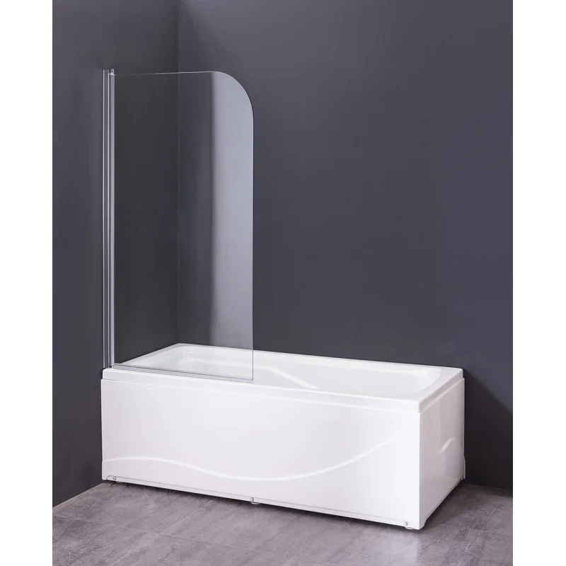 Шторка для ванны GROSSMAN GR-100 140*80см, алюминиевый профиль, стекло ПРОЗРАЧНОЕ 6мм