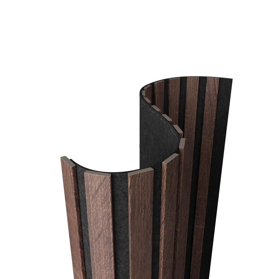 Панель акустическая гибкая ARTIVA flex №1, черный войлок, 1200х600х9мм, рейки МДФ 25х6мм, дуб окленд