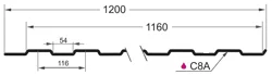 Профнастил С-8(Тип), 0.4 мм, оцинкованный 1.2 * м2