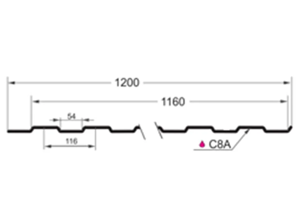 Профнастил С-8(Тип), 0.5 мм Quarzit ** 1.2 * м2