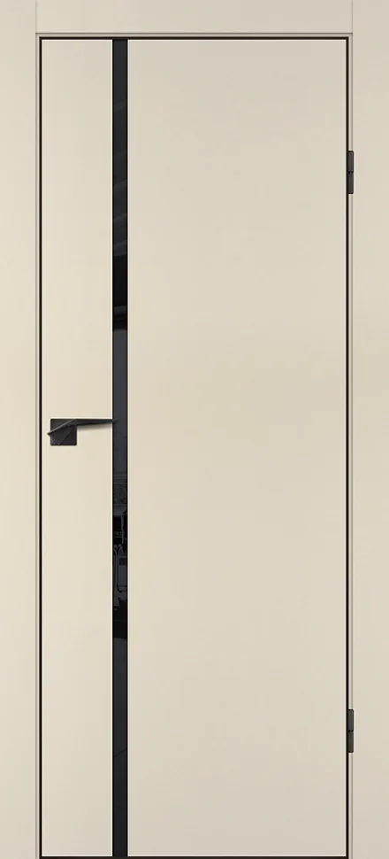 Дверь PROFILO PORTE P-22 NEW PET глухая стекло LACOBEL Черный бежевый матовый 80 (кромка черн ABS с 4-х стор. без врезки под замок и петли)