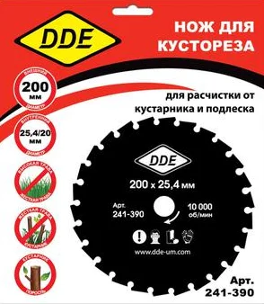 Диск для кустореза DDE WOOD CUT 26 зубьев, 200 x 25,4/20 мм (толщина = 1,8 мм)