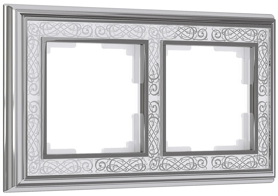 Рамка двухместная Werkel Palacio Gracia, хром/белый, WL77-Frame-02