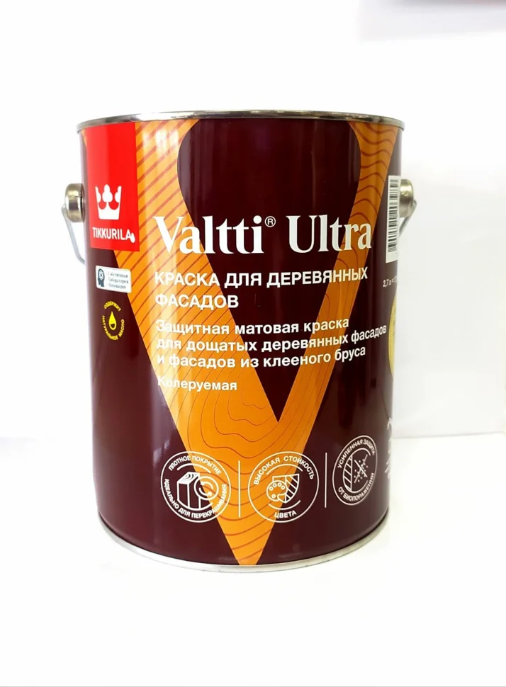Краска ВД для деревянных фасадов матовая База А TIKKURILA VALTTI ULTRA 2,7л