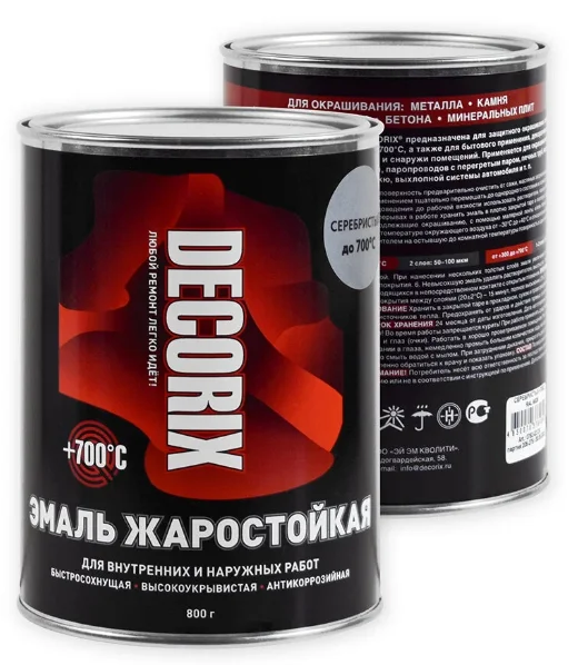 Краска жаростойкая Decorix чёрная 0,8кг (+1000&#176;С)